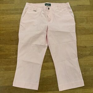 Ralph Lauren pink white pinstripe cotton crop summer pants size 10
 b39